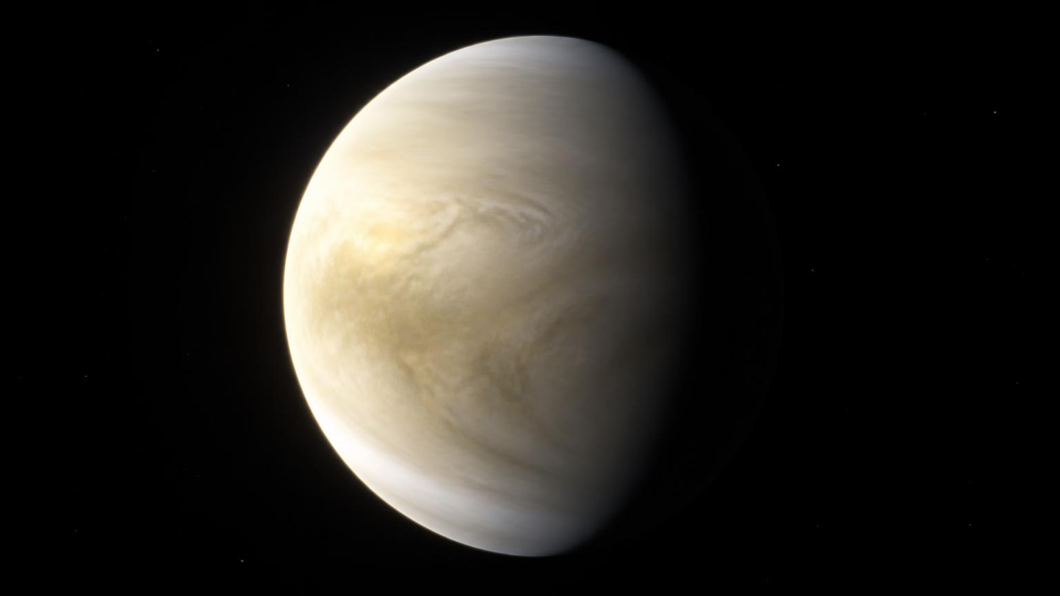 Vénus et son épaisse couche de nuages jaune pâle.