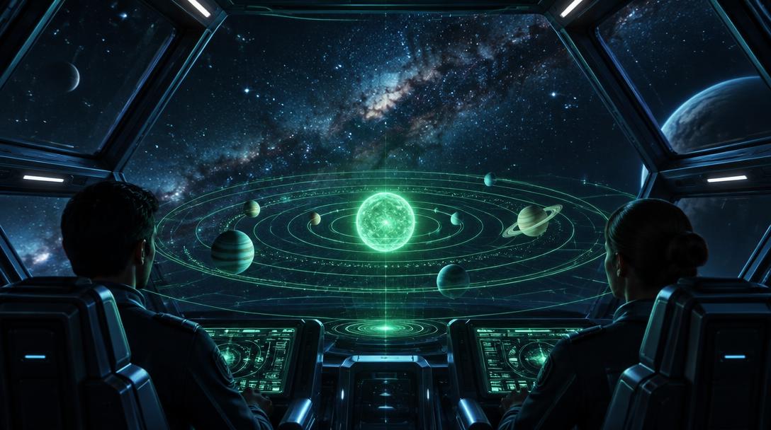 Vue depuis un cockpit spatial (image de synthèse)